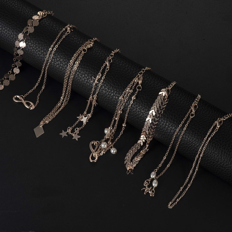 Softones 16Pcs Ankle Bracelets for Women Gold Silver Two Style Chain Beach Anklet Bracelet Jewelry Anklet Set,Adjustable Size - Image 2